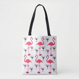 Tote Bag Flamant rose et palmiers