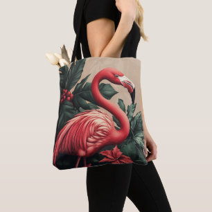 Tote Bag Flamant rose et Poinsettia