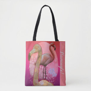 Tote Bag Flamant rose floral flamand