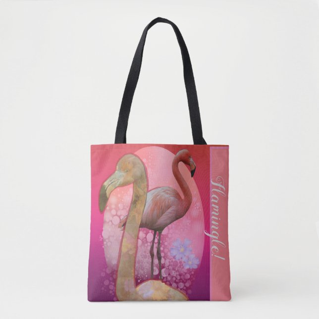 Tote Bag Flamant rose floral flamand (Devant)