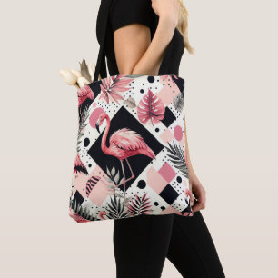 Tote Bag Flamant rose mignon géométrique