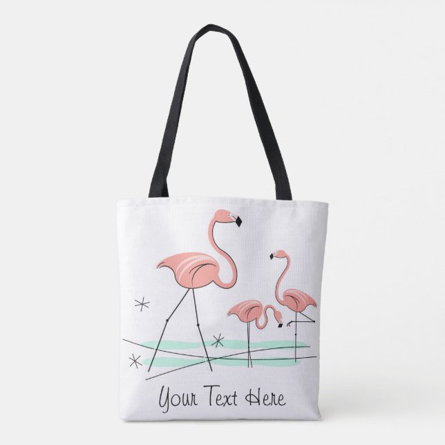 Tote Bag Flamant rose Ocean Trio 2 Texte partout sur fourre (Dos)