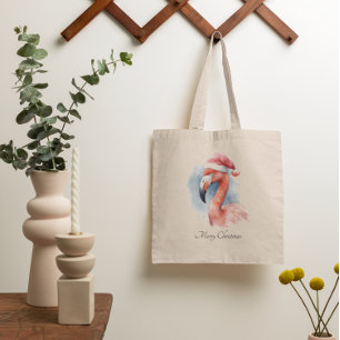 Tote Bag Flamant rose père Noël Snowbird, personnalisé
