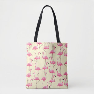 Tote Bag Flamant rose réaliste Motif vertical Oiseau