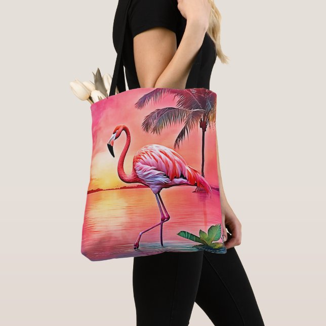 Tote Bag Flamant rose rose (De près)