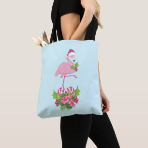 Tote Bag Flamant rose rose à Santa Hat Noël Whimsical