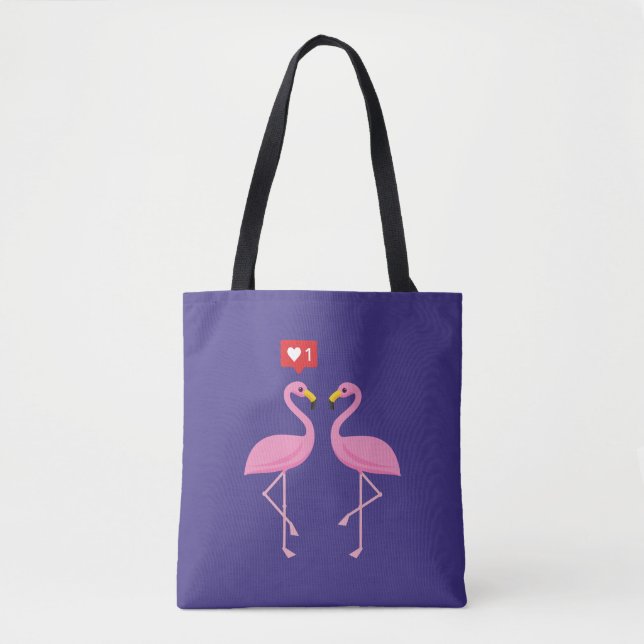 Tote Bag Flamant rose Rose Comme Heart Pastel (Devant)