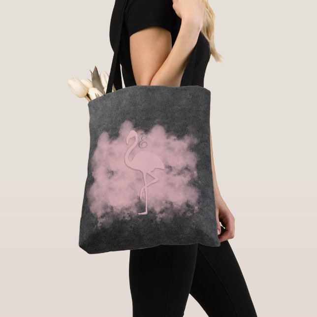 Tote Bag Flamant rose rose cuir Cloud Fourre-tout (De près)