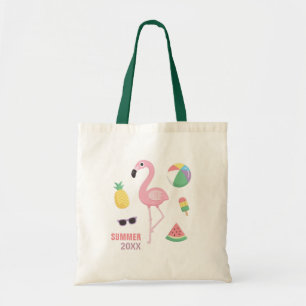 Tote Bag Flamant rose rose d'été tendance Luau Girls Beach 