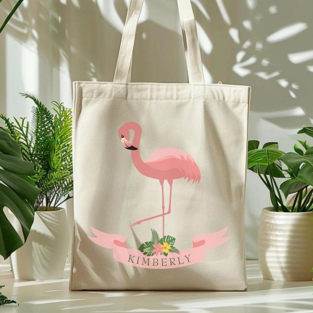Tote Bag Flamant rose rose mignon personnalisé (Créateur téléchargé)