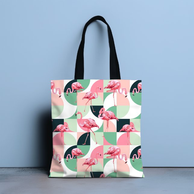 Tote Bag Flamant rose rose moderne Géométrique Girly Chic M (Créateur téléchargé)