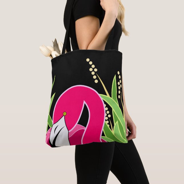 Tote Bag Flamant rose rose stylisé (De près)