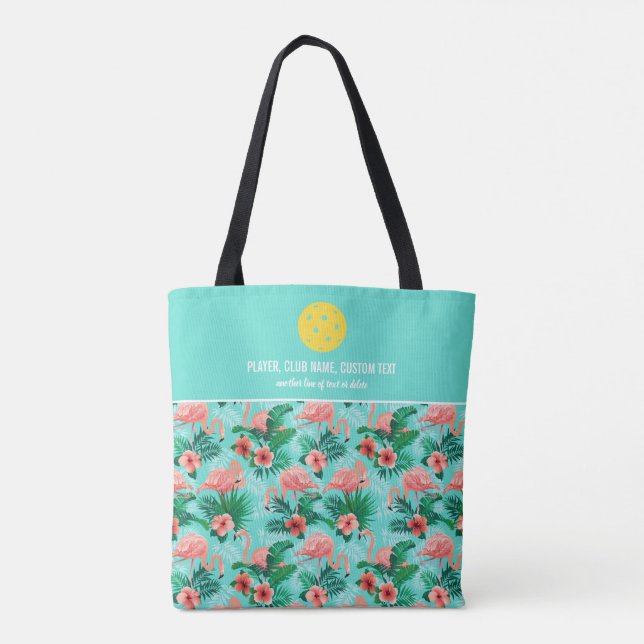 Tote Bag Flamant rose rose tropical Pickleball personnalisé (Dos)