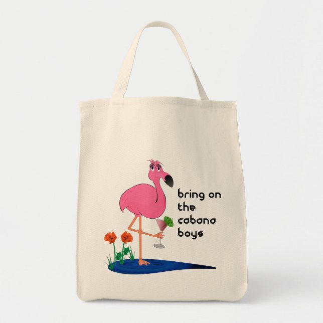 Tote Bag Flamant rose sur les vacances Fourre-tout ou le (Devant)