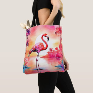 Tote Bag Flamant rose tropical