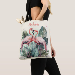 Tote Bag Flamant rose tropical rose