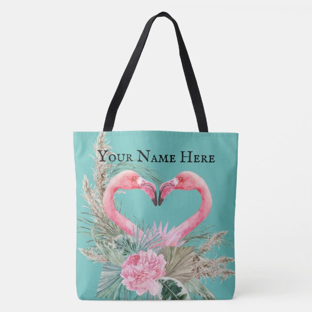 Tote Bag Flamant rose - Tropiques personnalisables (Devant)