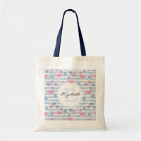 Flamant rose Whimsical et ananas Motif Monogramme