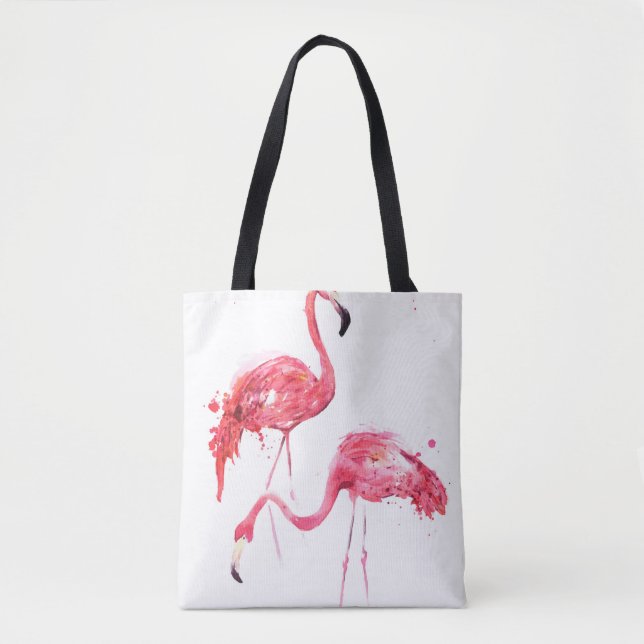 Tote Bag Flamants aquarelles (Devant)