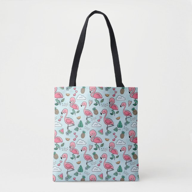 Tote Bag Flamants roses assez roses (Devant)