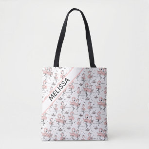Tote Bag Flamants roses et crabes 