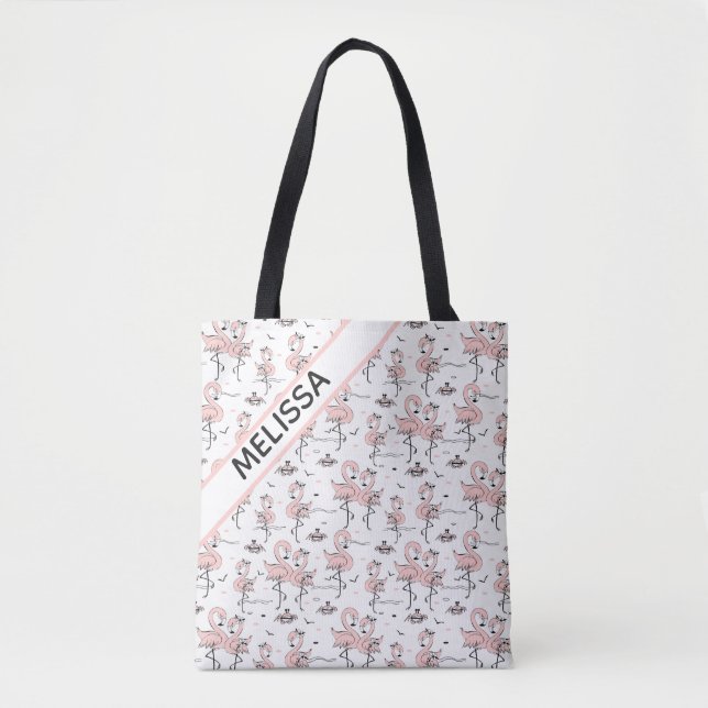 Tote Bag Flamants roses et crabes  (Devant)
