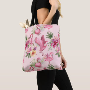 Tote Bag Flamants roses Et Fleurs
