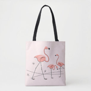 Tote Bag Flamants roses Pink Trio 2 partout sur fourre-tout