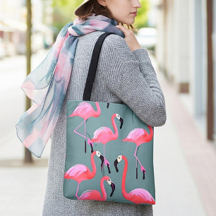Tote Bag flamants roses rétro