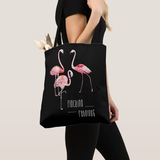 Tote Bag Flamants roses s'assemblant le cadeau drôle (De près)