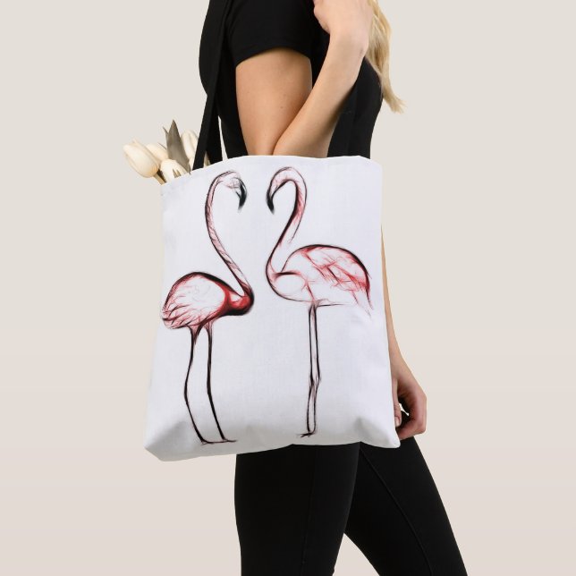Tote Bag Flamants Roses Tropical Flamant Rose (De près)