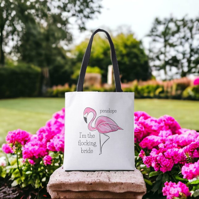 Tote Bag Flamingo Demoiselle je suis la Mariée qui Flâne No (Créateur téléchargé)