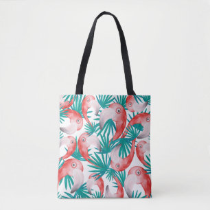 Tote Bag Flamingo dessiné à la main : aquarelle motif sans