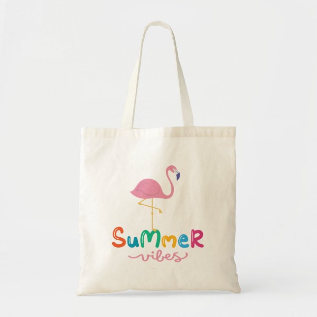 Tote Bag Flamingo Femme Vibrations d'Été (Devant)