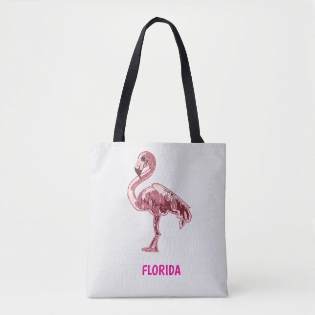 Tote Bag Flamingo gemalter pinker Flamingo  (Devant)