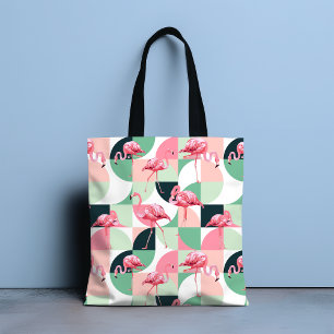 Tote Bag Flamingo Rose Géométrique Chic Tropical Cadeau