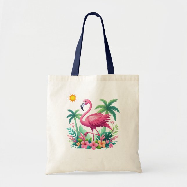 Tote Bag Flamingo rose tropicale/Floride (Devant)
