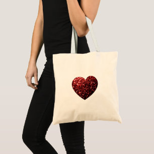 Tote Bag Flamme de parties scintillant de coeur rouge foncé