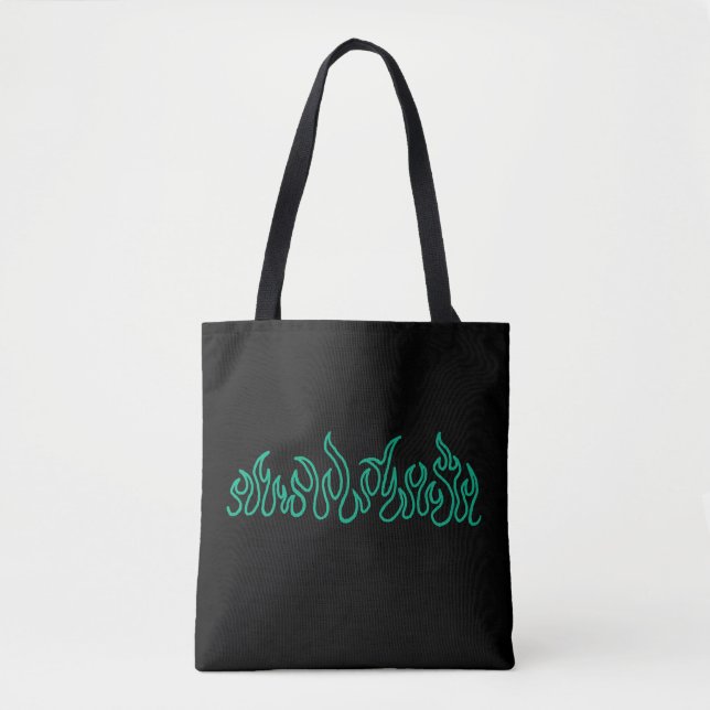 Tote Bag Flammes de feu sarcelle Brûlure Contour (Devant)