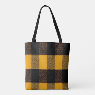 Tote Bag Flannel Buffalo Plaid Texture de la sériole jaune