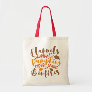 Tote Bag Flannels Hay Rides Citrouille cidre Feuilles Bonfi