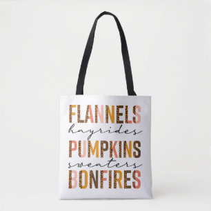 Tote Bag Flannels Hayrides Chandails Citrouille Bonfires Te