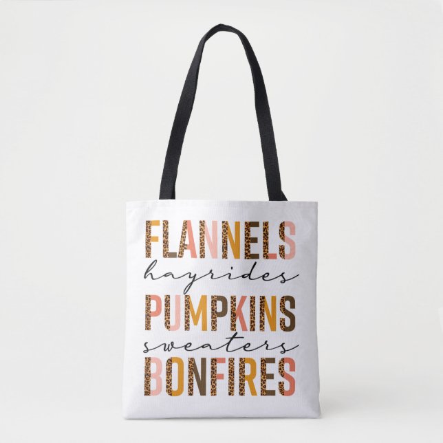 Tote Bag Flannels Hayrides Chandails Citrouille Bonfires Te (Devant)