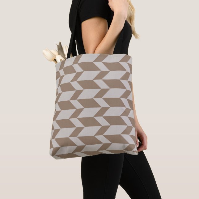 Tote Bag Flèche à deux tons en gras Chevron Boutons neutres (De près)