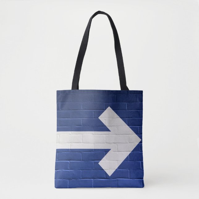 Tote Bag Flèche blanche peinte sur mur de briques (Devant)