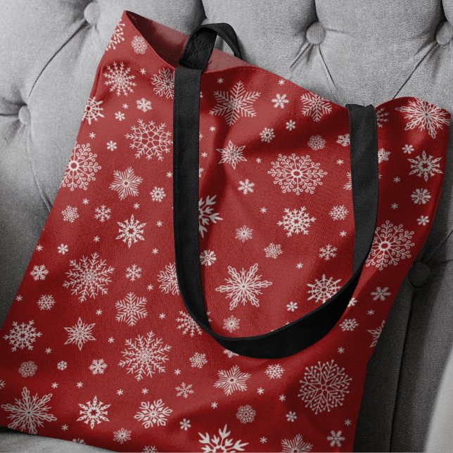 Tote Bag Flèche de neige blanche hiver Rouge brillant (Créateur téléchargé)