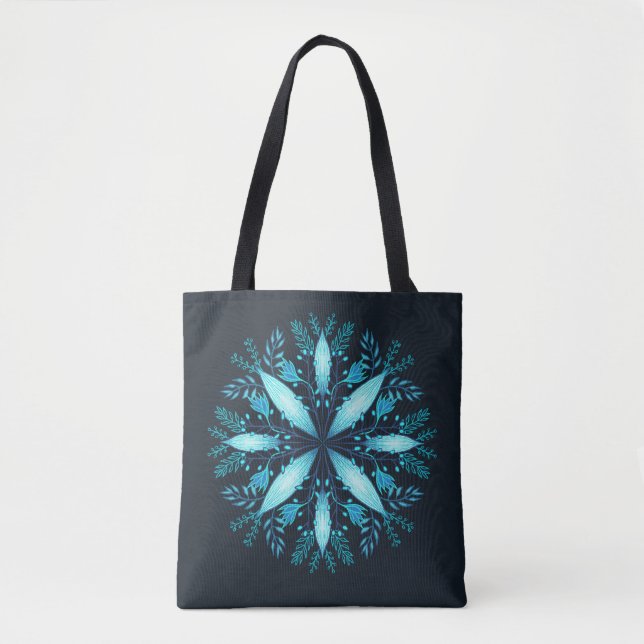 Tote Bag Flèche de neige bleu turquoise en hiver (Devant)