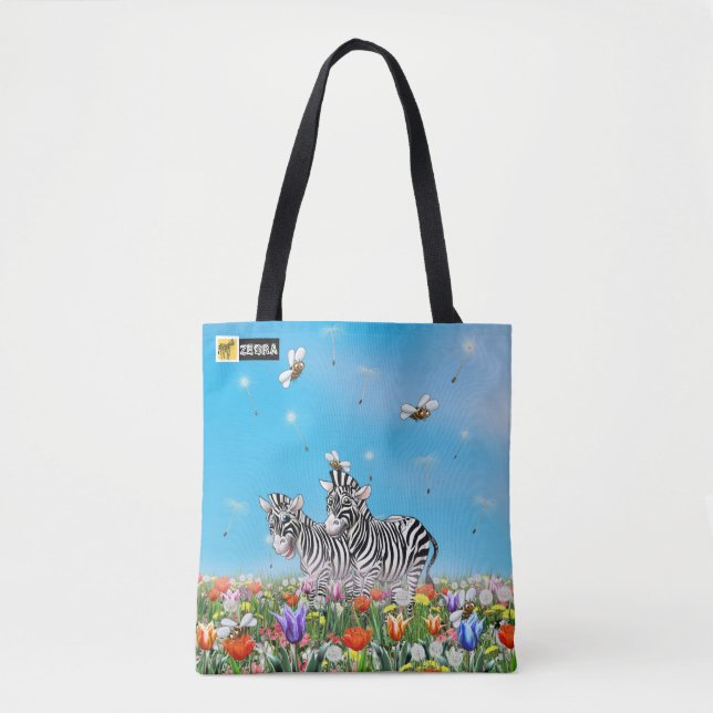 Tote Bag Flèche estivale Coute Zebras Flower Glace Aquarell (Devant)