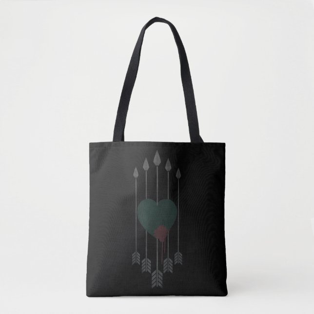 Tote Bag Flèche | Flèches percutées dans le coeur (Devant)