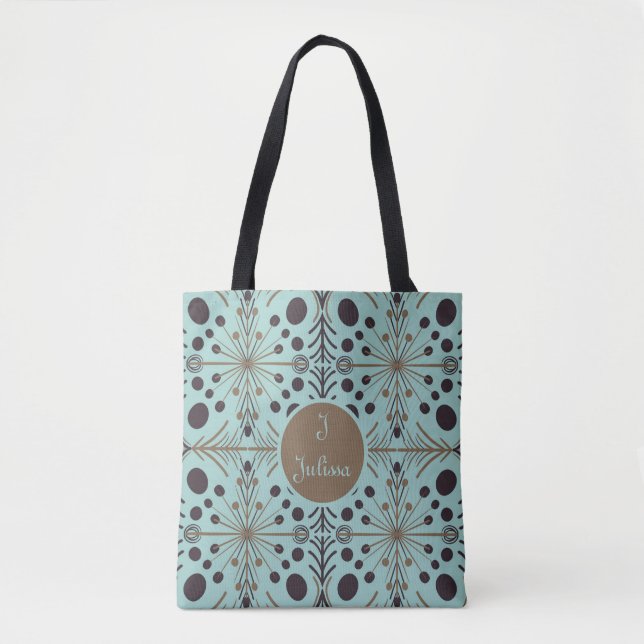 Tote Bag Flèche géométrique Boho Turquoise Personnalisée (Devant)